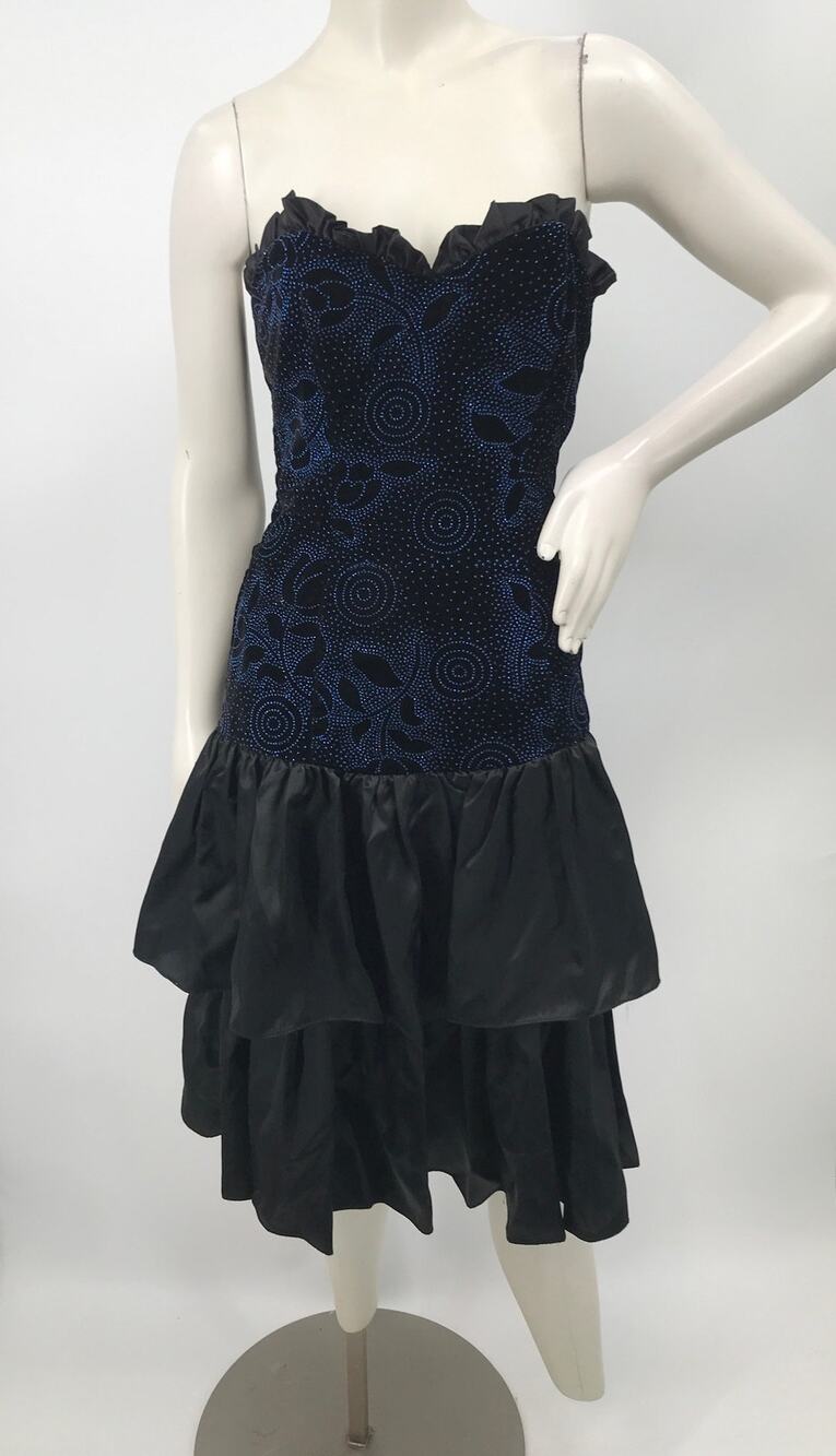 Gunne Sax Jessica McClintock Velvet Satin 90s Vintage Strapless Prom Dress 7